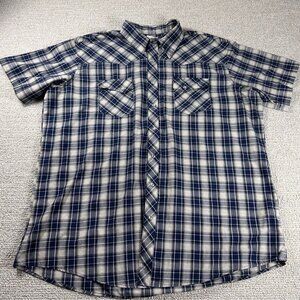 Wrangler Pearl Snap Plaid Shirt Blue Men’s Size 2XLT